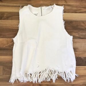 Zara white denim tank top.